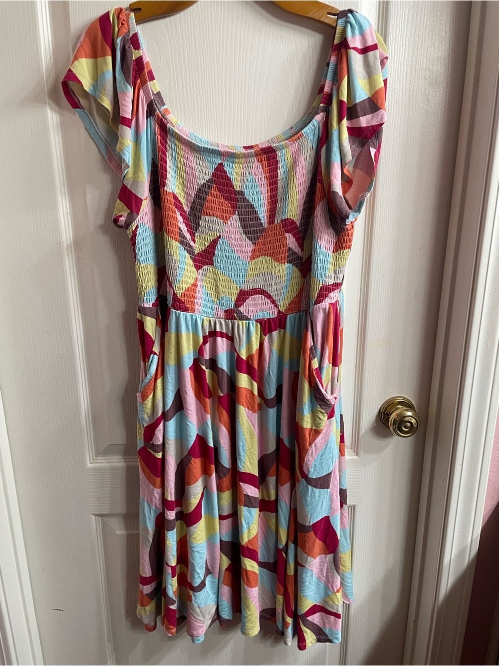 Torrid Women's 2XL Abstract Print Midi Dress with Pockets Colorful Energy